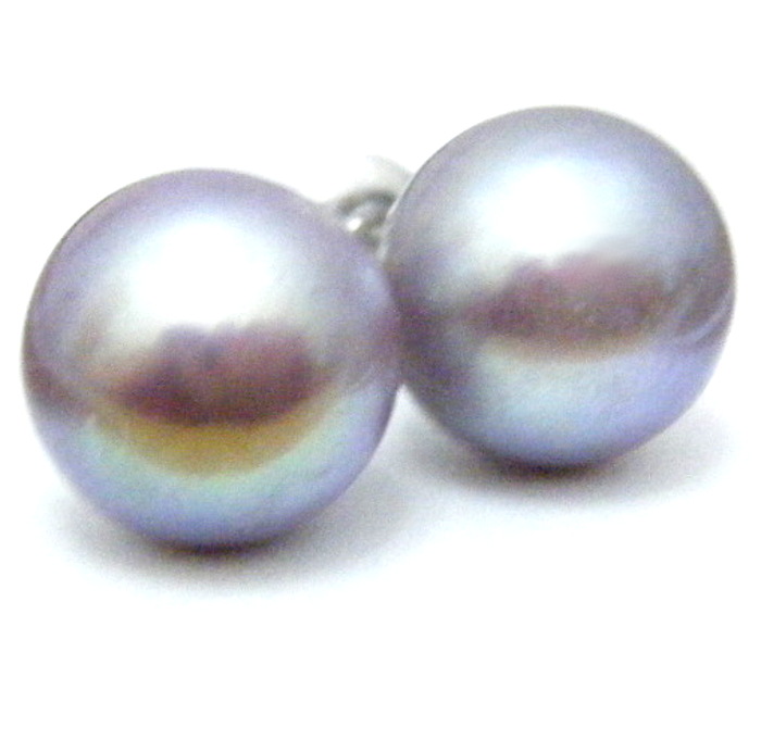 Pale Lilac 10.4mm Round Edison Pearl Stud Earrings